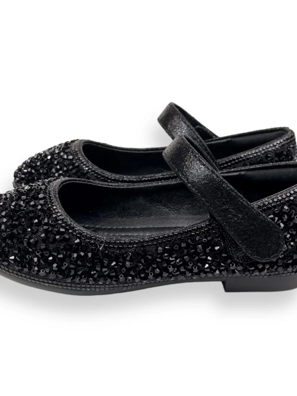 Doe A Dear | Bead Stone Flat Shoes | Black Rhinestone | Size 31